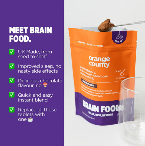 Orange County CBD - BRAIN FOOD Chocolate flavour instant Adaptogen Drink - 240g