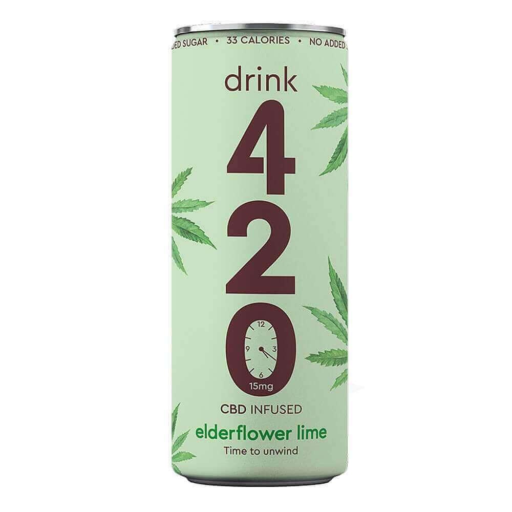 Drink 420 - Sparkling CBD Drink - Elderflower Lime - 15mg - 250ml - Mowbray CBD