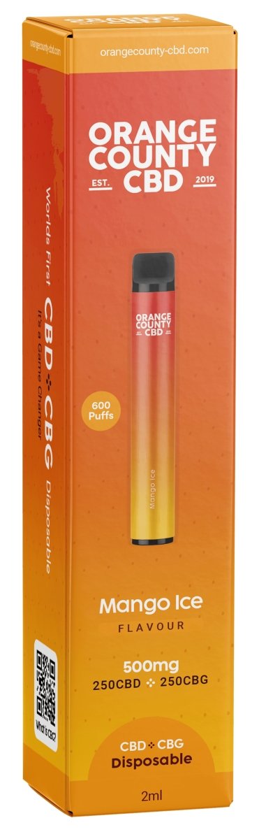 Orange County CBD - 2ml Disposable CBD Vape Pen - Mango Ice - 500mg - CBD/CBG - Mowbray CBD