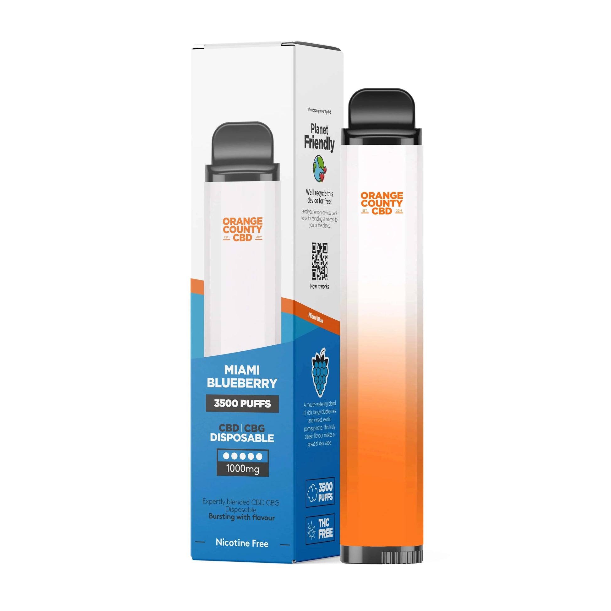 Orange County CBD - 600mg - Disposable CBD Vape Pen - Miami Blueberry - 10ml - Mowbray CBD