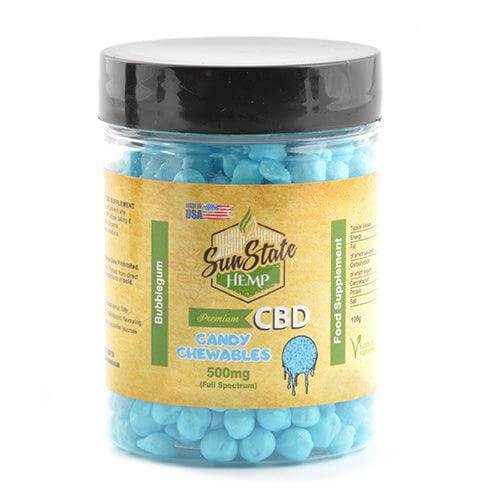 Sun State Hemp CBD Candy Chewables Bubblegum 100g Jar 500mg - Mowbray CBD