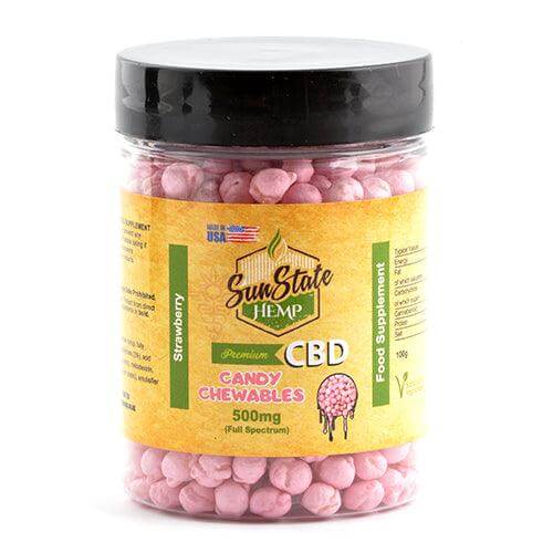 Sun State Hemp CBD Candy Chewables Strawberry 100g Jar 500mg - Mowbray CBD